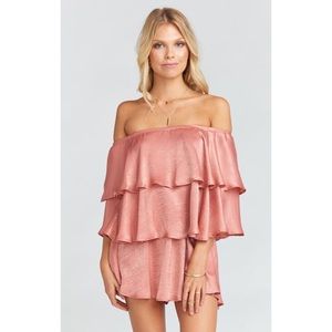 Show Me Your MuMu Off the Shoulder Satin Romper